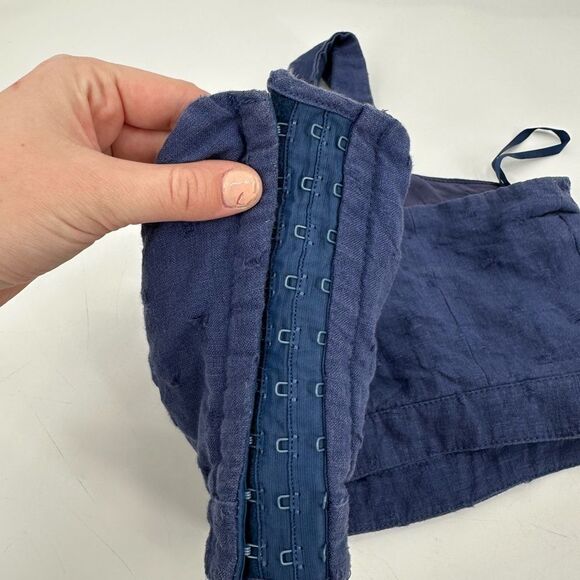 Tularosa One Shoulder Crop Top Blue Linen XXS - Picture 5 of 9